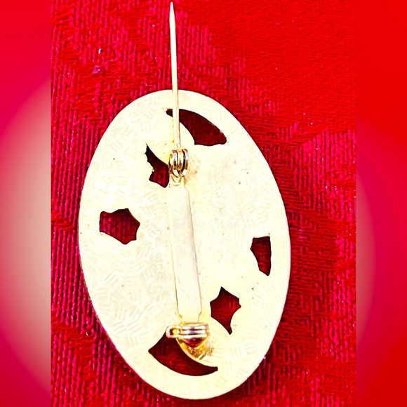 Vintage Cloisonne Floral Design Brooch - Picture 7 of 10